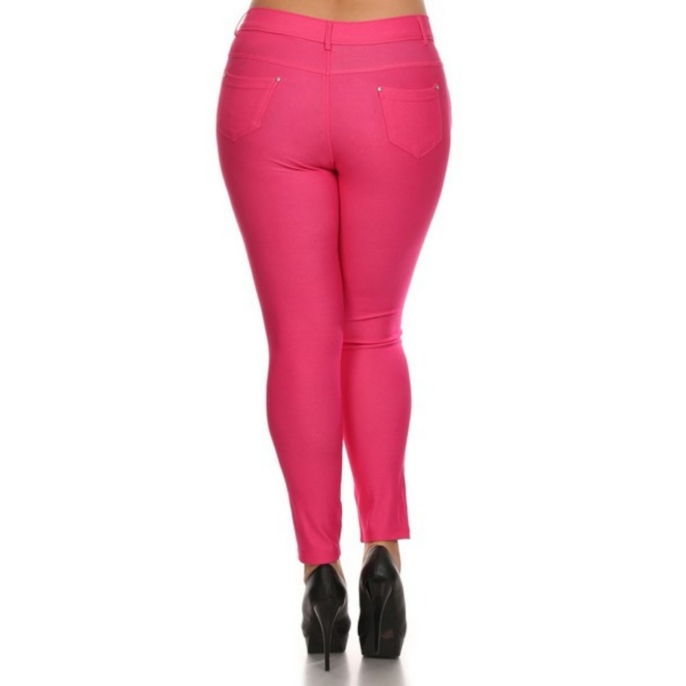 Stretchy Leggings Jeggings Plus Size Pants Fuchsia - Picture 3 of 6